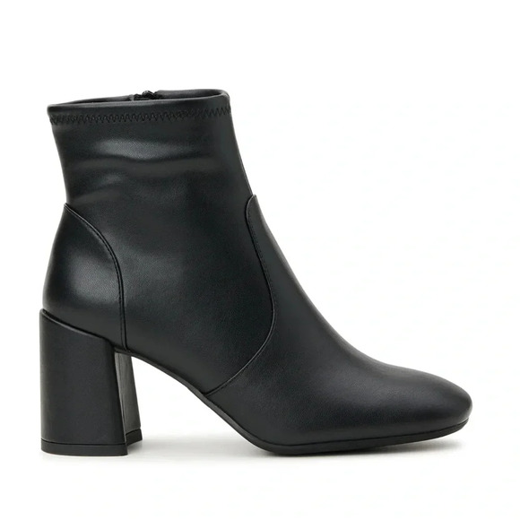 Woman’s Madden NYC Black Faux Leather Square Toe Block Heeled Ank Boots Size 10 - Picture 1 of 10